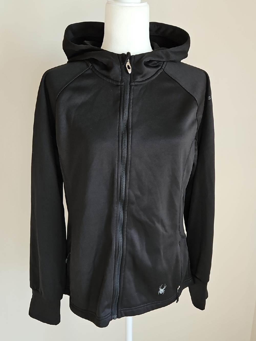 Spyder Women Zip Hoodie Pockets Black Outdoor Gorpcore Grunge LG